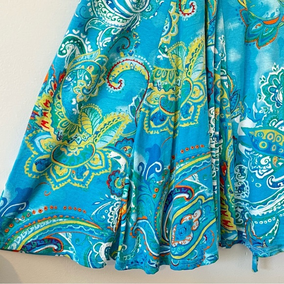 Ralph Lauren Y2K Paisley Ruffle Fit & Flare Sleeveless Dress Cotton Barely Worn - Picture 9 of 16